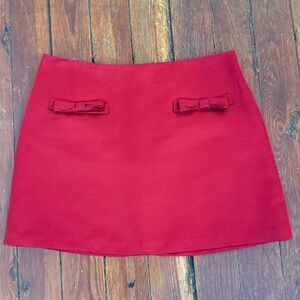 H&M Women's Dark red Bow-Detail Satin Mini Skirt
